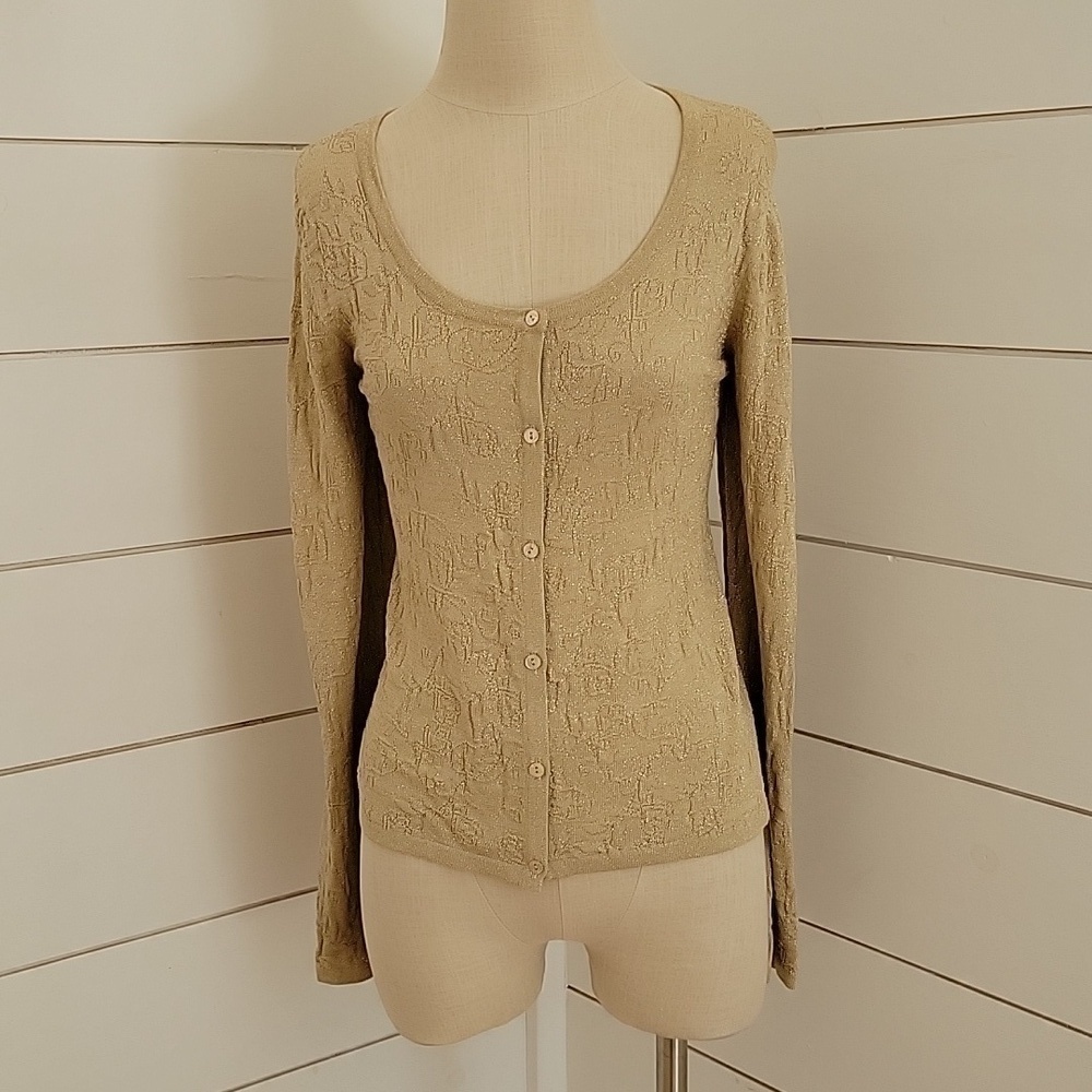 Dana Buchman medium gold button up cardigan